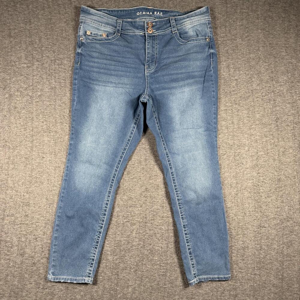 Gemma Rae Womens Jeans Size 14W Embroidered Rhinestone Pockets Straight Leg Y2K